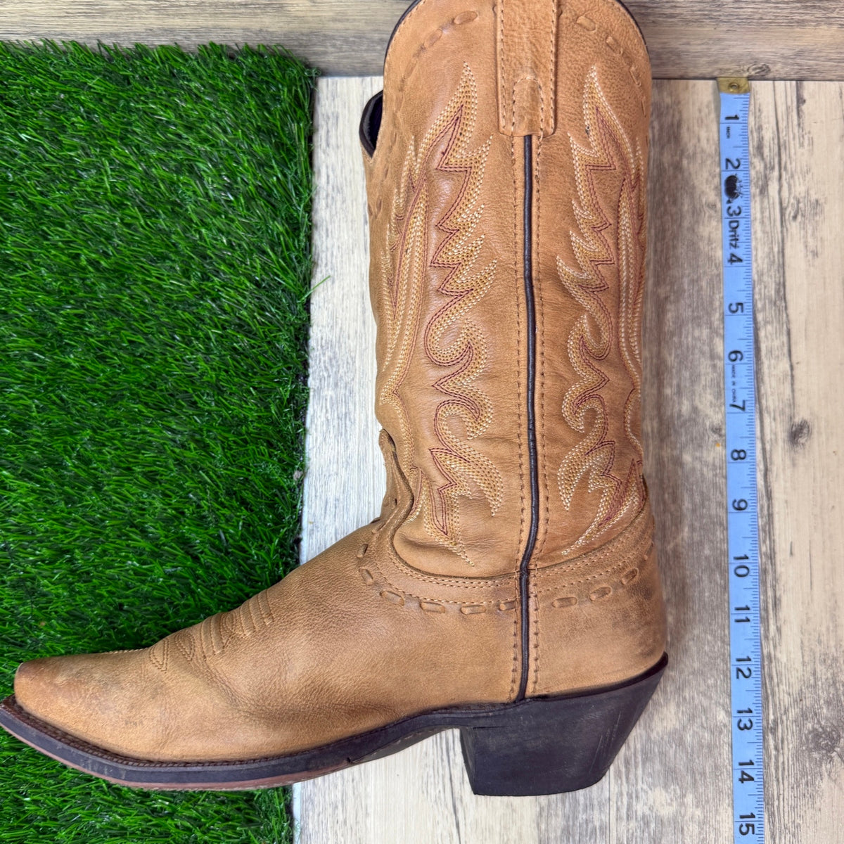 Laredo Men - Size 7D - Tan Jacksonville Snip Toe Cowboy Boots Style 68412