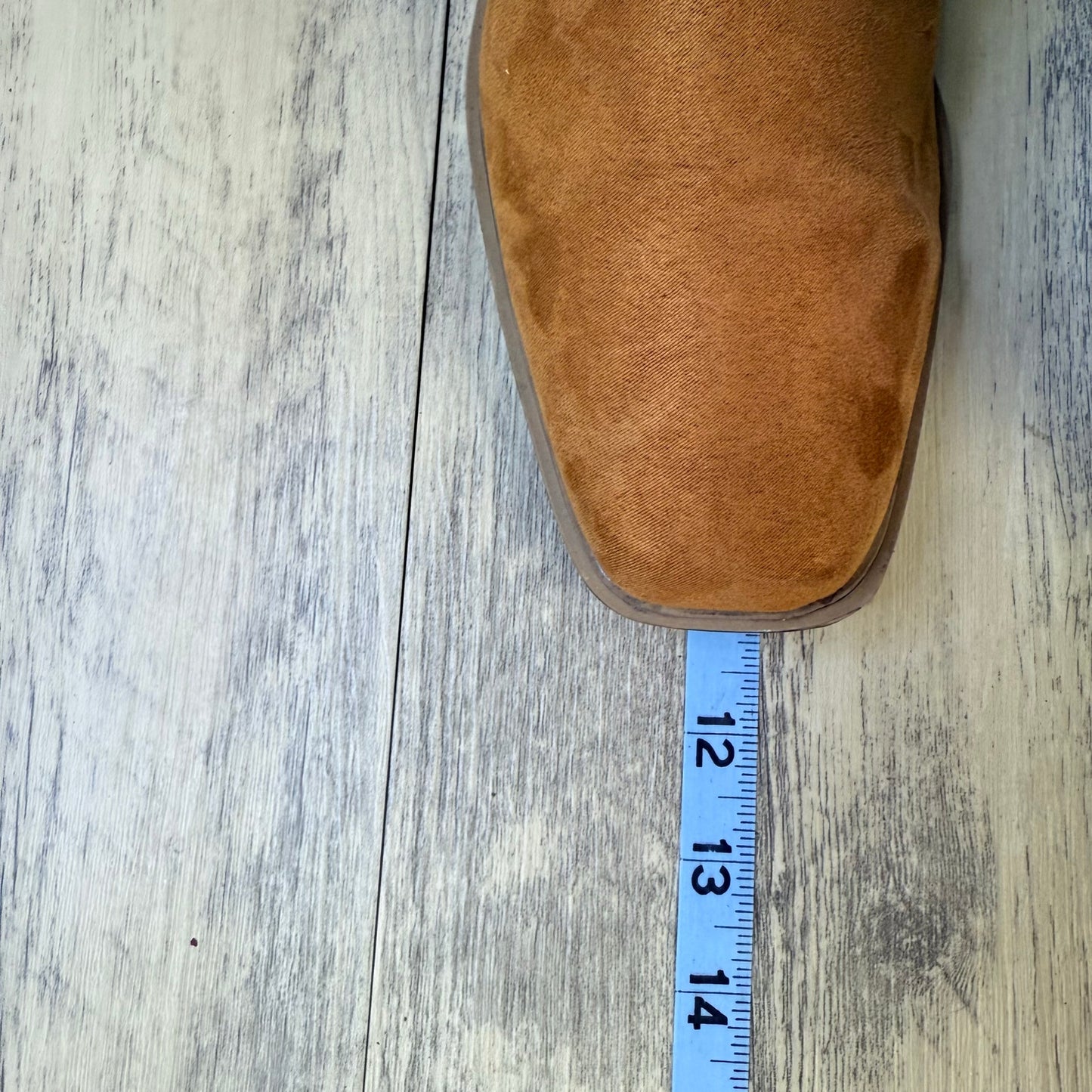 OS Women - Size 9.5M - Cognac Faux Suede Fringe Ankle Boots 73277