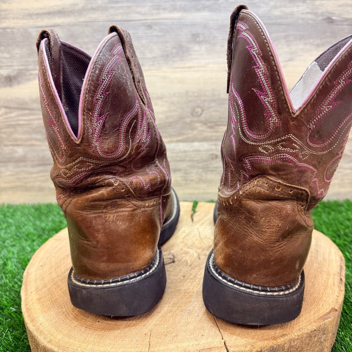 Justin Women - Size 9B - Brown / Pink Gypsy Cowboy Boots L9903