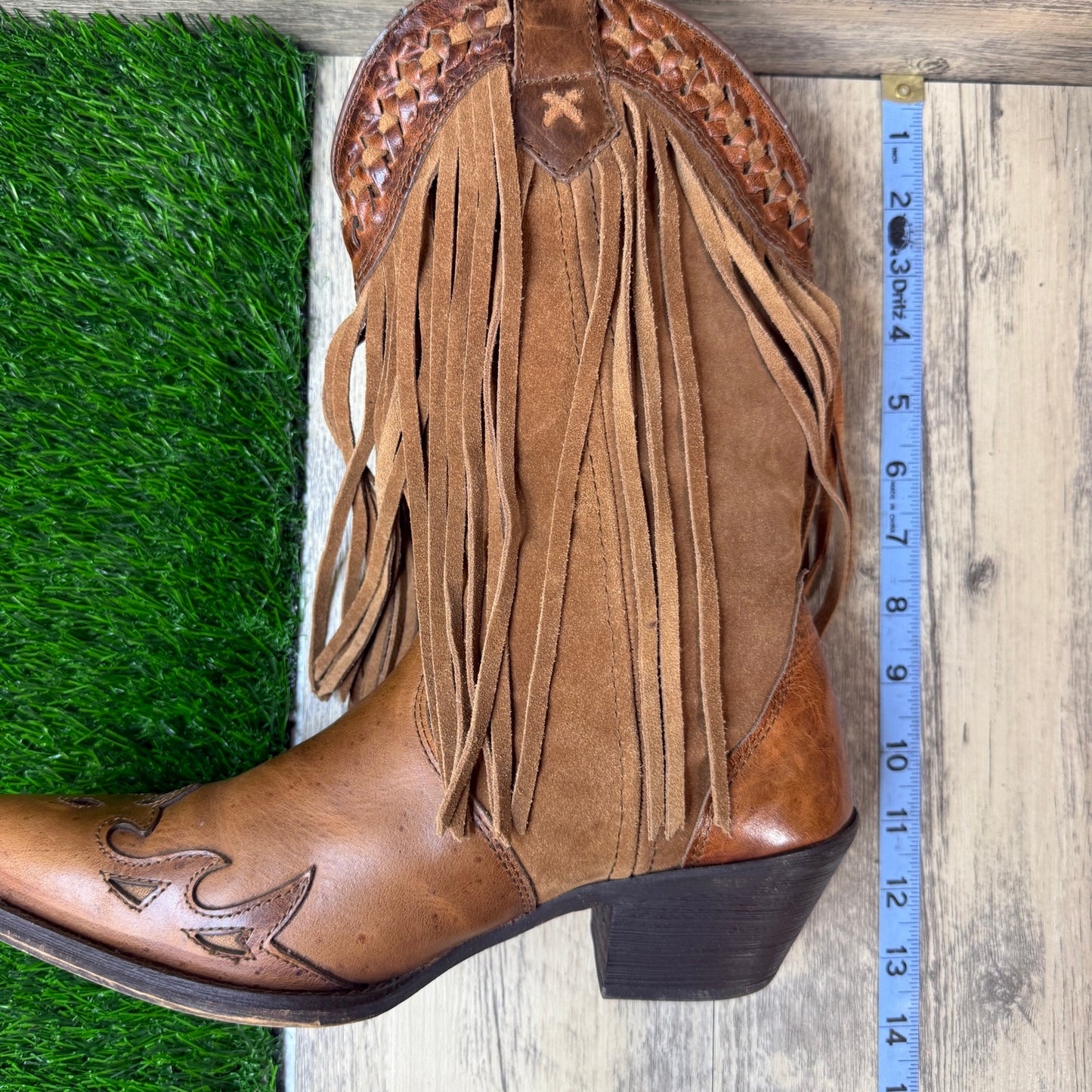 Dingo Women - Size 8.5M - Brown Fringe Snip Toe Cowboy Boots Style DI7445