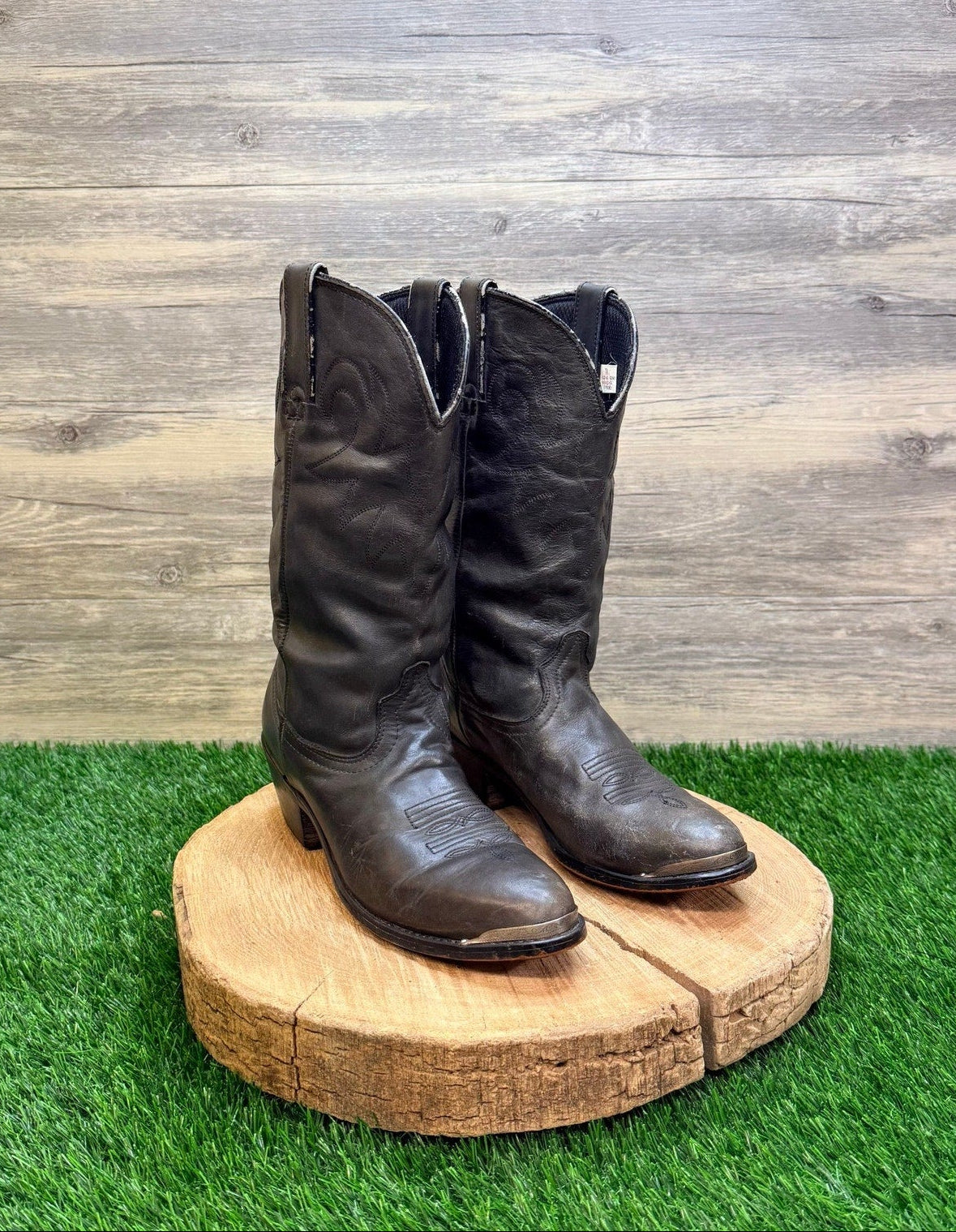 Durango Women - Size 7M - Vintage Black Toe Plate Western Cowboy Boots RP540