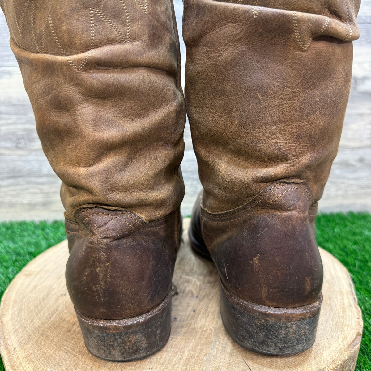 Durango Men - Size 10.5EE - Brown Slouch Toe Plate Western Cowboy Boots 1297