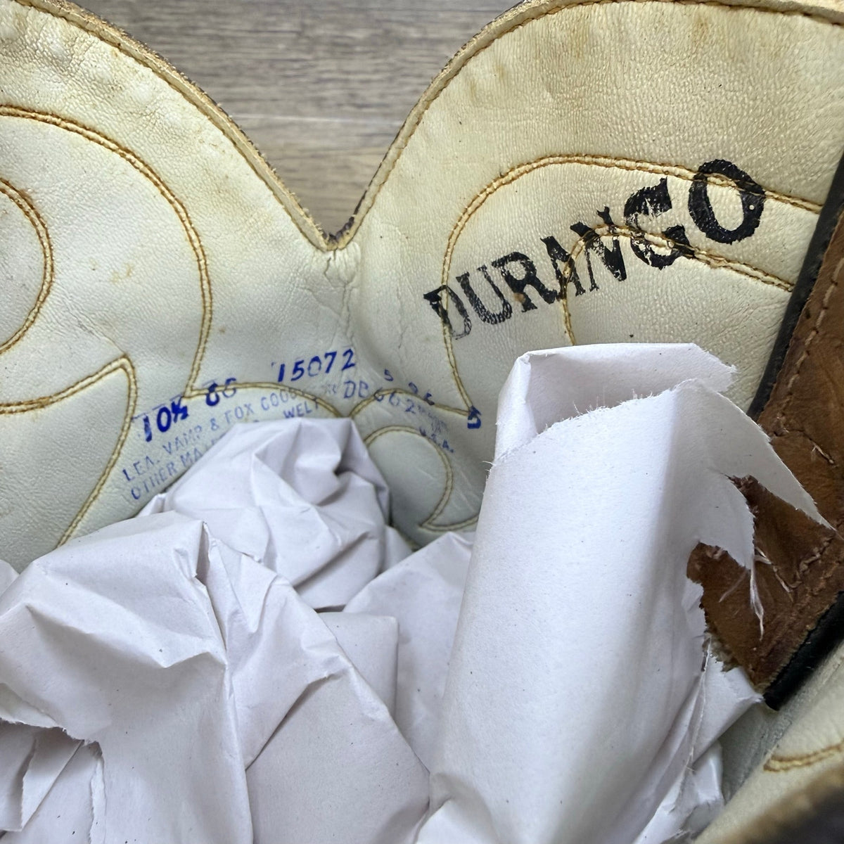 Durango Men - Size 10.5EE - Vintage Marbled Brown Toe Plate Cowboy Boots 15072