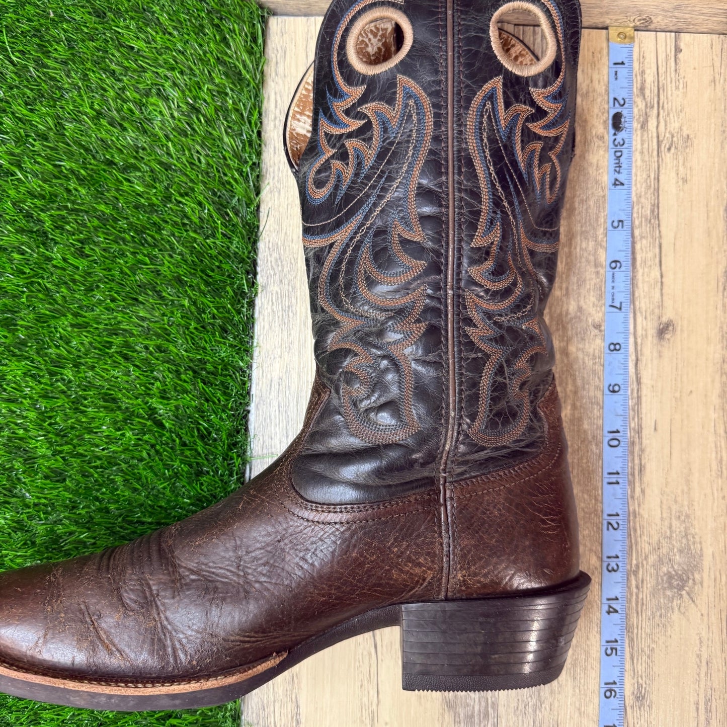 Ariat Men - Size 11.5D - Black/Brown Square Toe Western Cowboy Boots 10015314