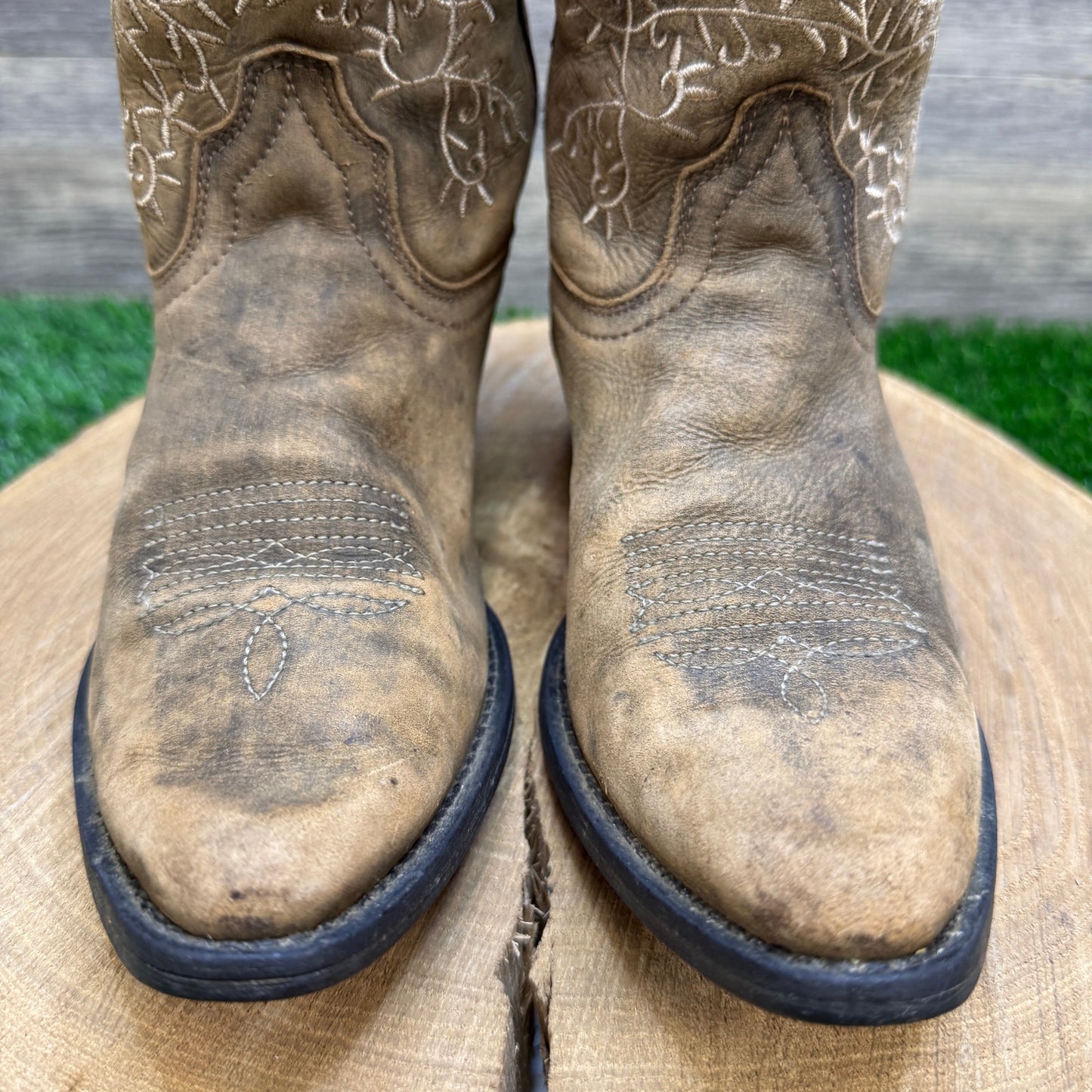 Dan Post Youth - Size 4D - Brown Soft Leather Cowboy Boots Style DPC3213