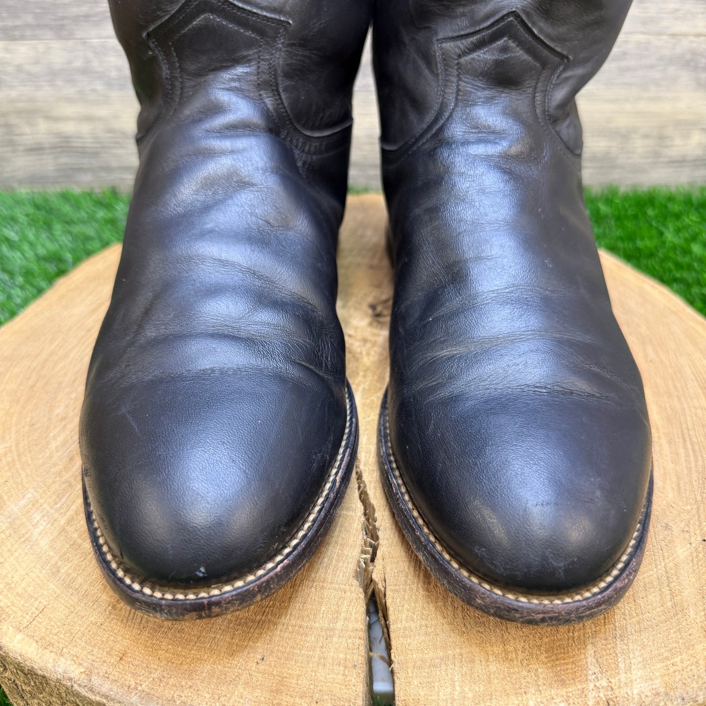 Justin Men - Size 9D - Black Roper Cowboy Boots Style 3133