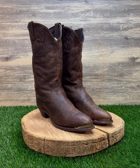 Durango Women - Size 7.5M - Chocolate Slouch Toe Plate Cowboy Boots 19070