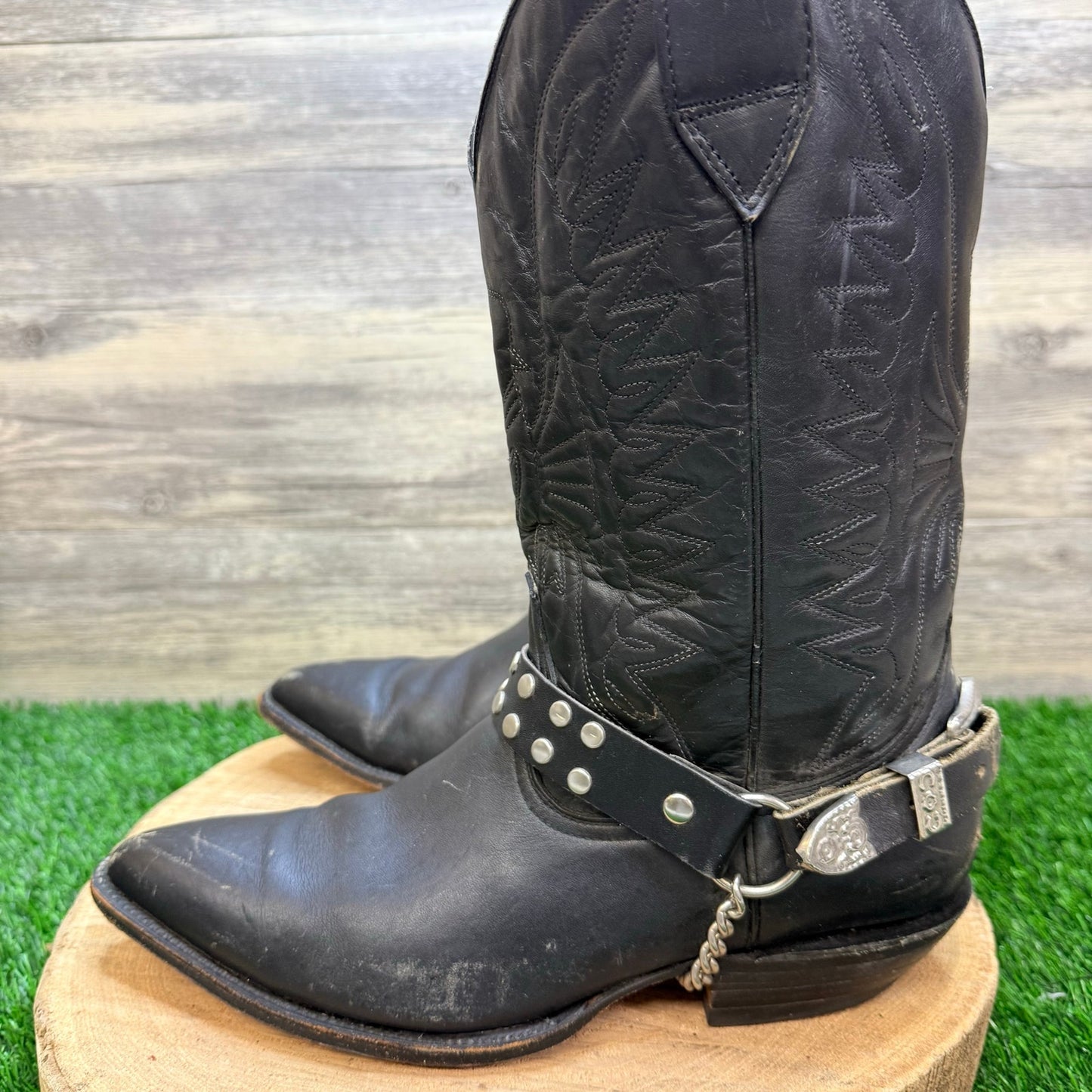 La Riga Men - Size 8 - Black Eagle Harness Cowboy Boots 105