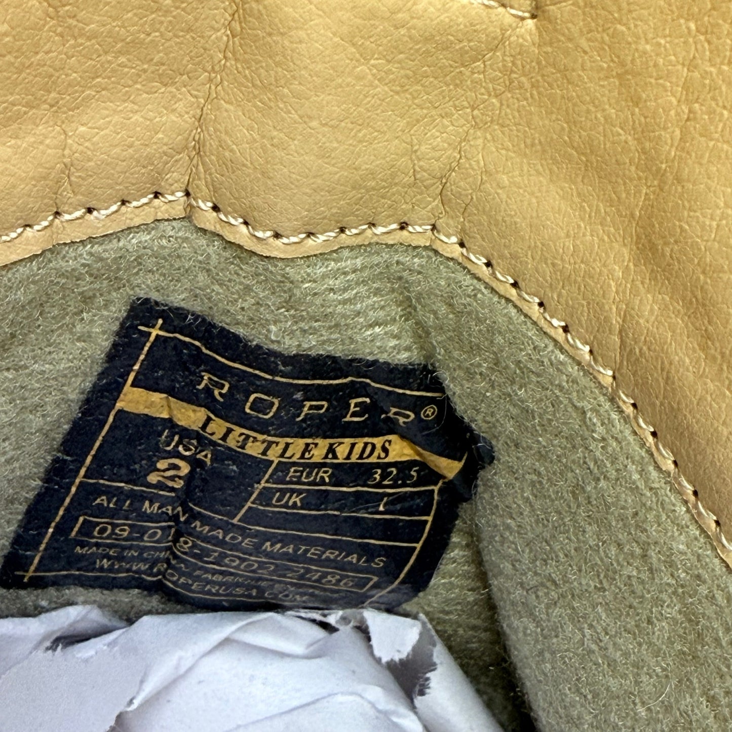 Roper Youth - Size 2 - Glitter Tan / Pink Faux Leather Cowboy Boots 2486