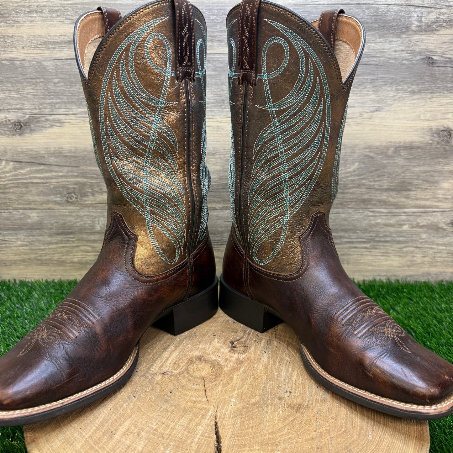 Ariat Women - Size 8.5B - Dark Brown Round Up Square Toe Cowboy Boots 10016317