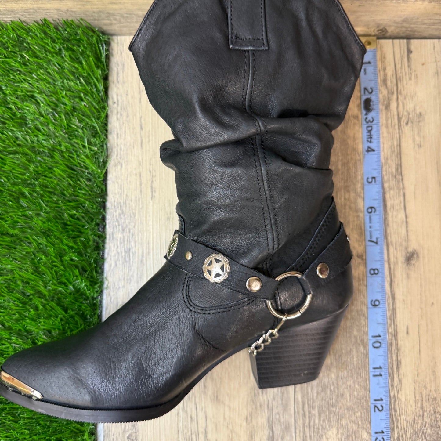 Dingo Women - Size 7.5M - Black Harness Ankle Cowboy Boots Style DI522