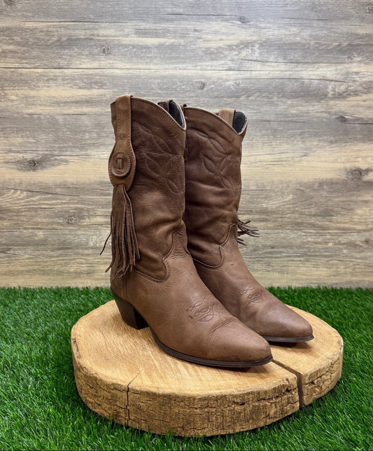 Laredo Women - Size 8M - Vintage Brown Fringe Western Cowboy Boots Style 16682