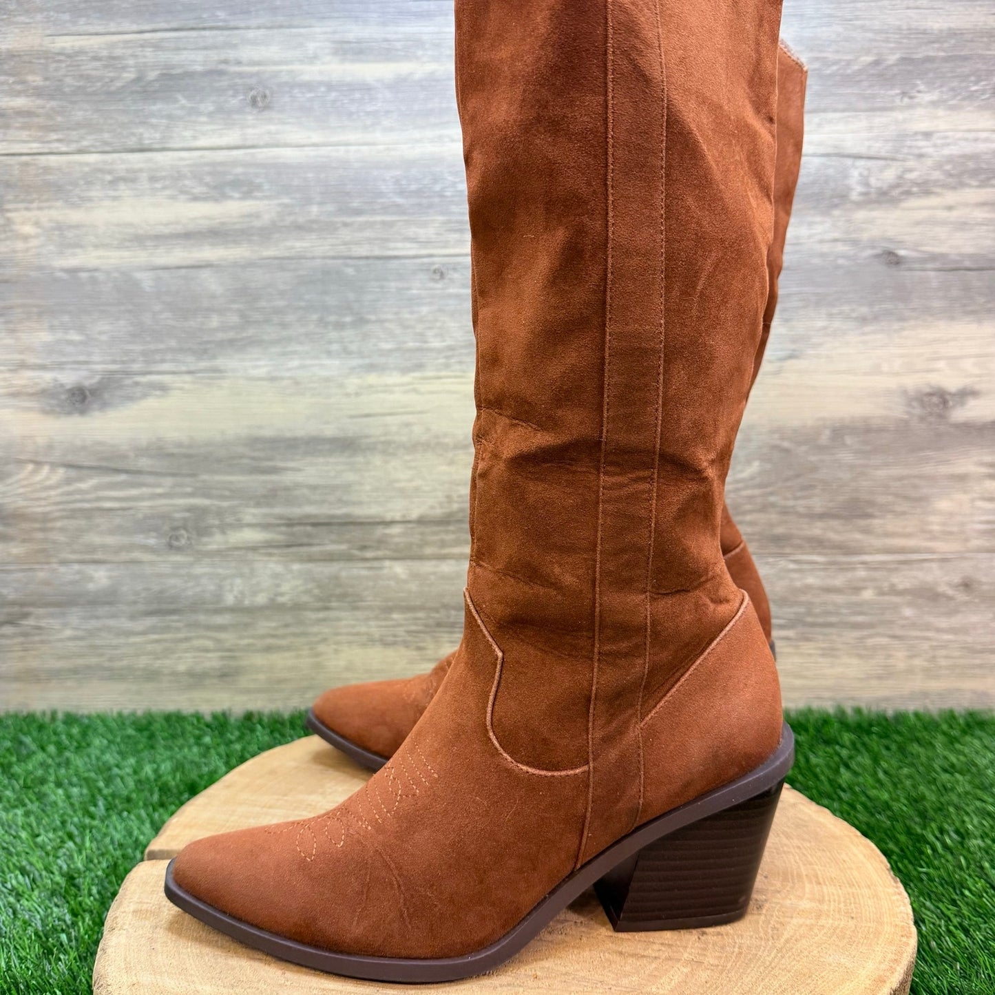 Just Fab Women - Size 7.5 - Tan Faux Suede Tall Boots Raine