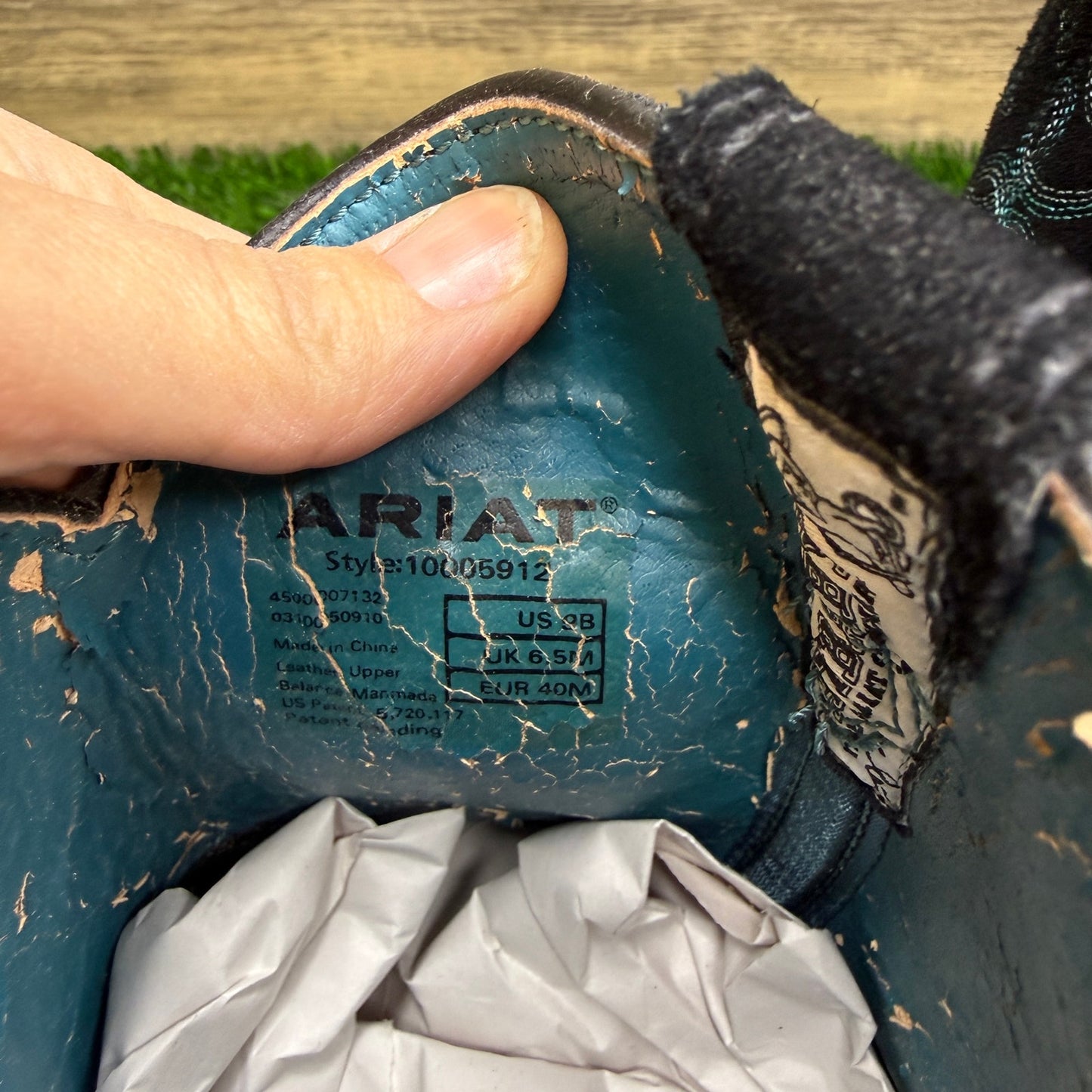 Ariat Fatbaby Women - Size 9B - Black/Blue Square Toe Cowboy Boots 10005912