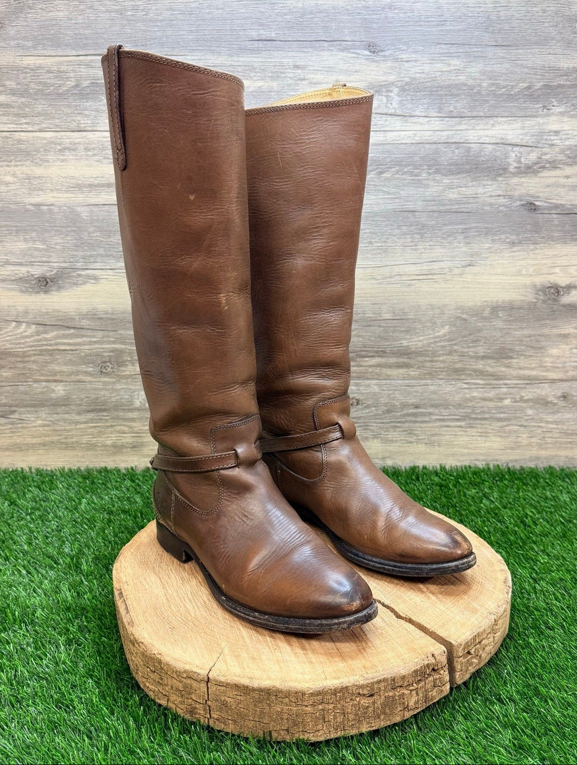 Frye Women - Size 7B - Brown Lindsay Plate Riding Boots 76976