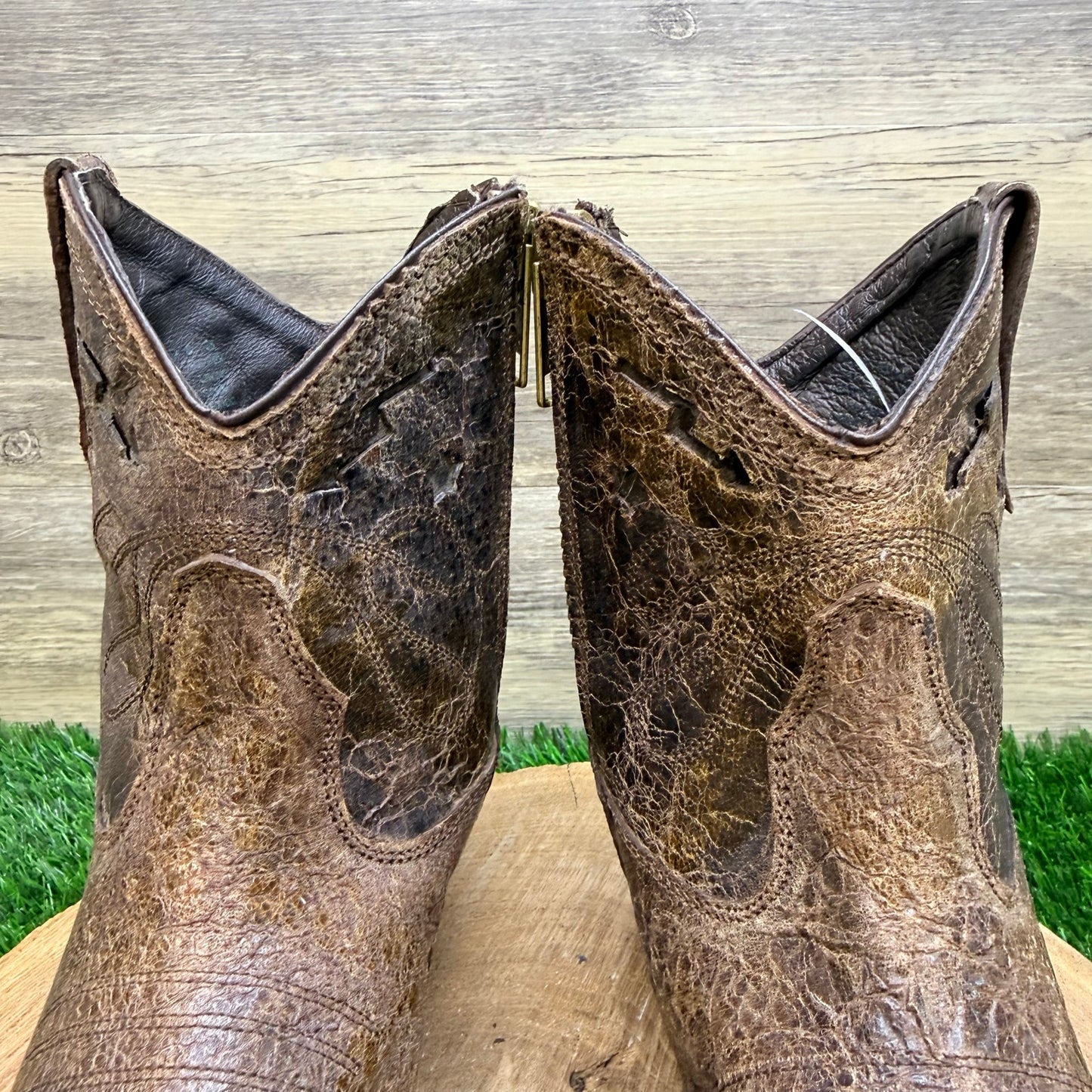 Steven Women - Size 8 - Distressed Brown Star Ankle Zipper Boots by Steve Madden
