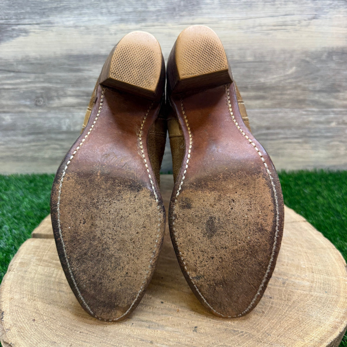 Miss Capezio Women - Size 7.5M - Vintage Tan Suede Butterfly Cowboy Boots L486