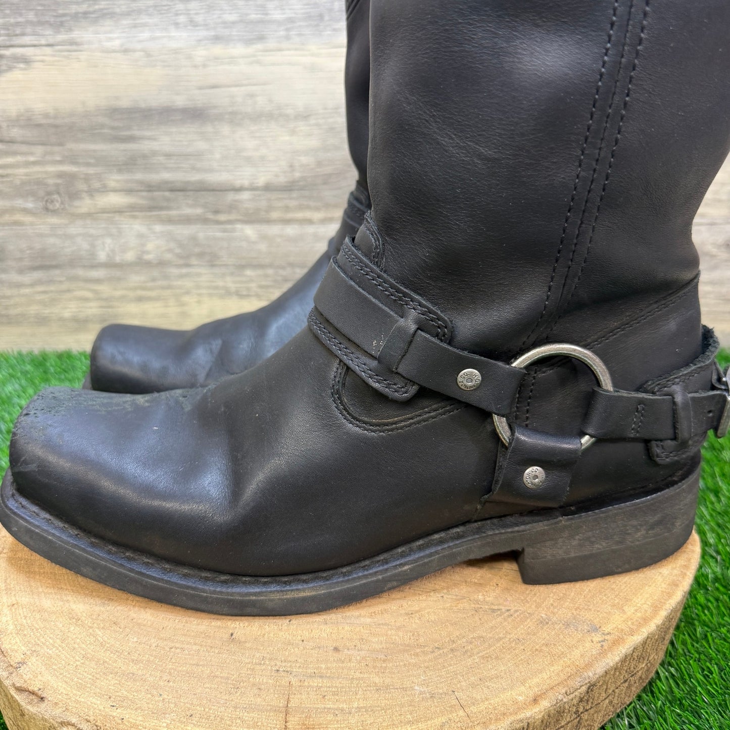 Harley Davidson Men - Size 12M - Black Buckle Moto Boots Style D93315