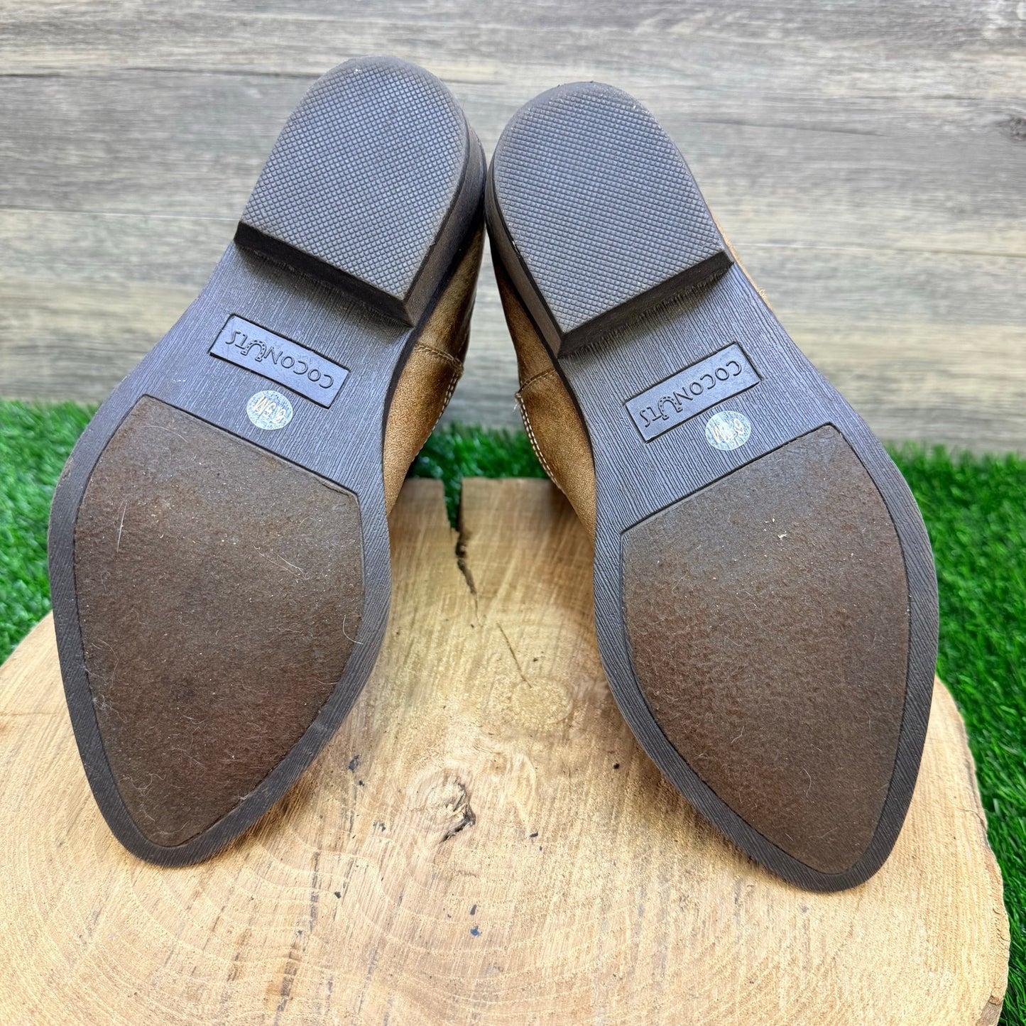 Coconuts Women - Size 6.5M - Tan / Turquoise Soft Faux Cowboy Boots Cimmaron