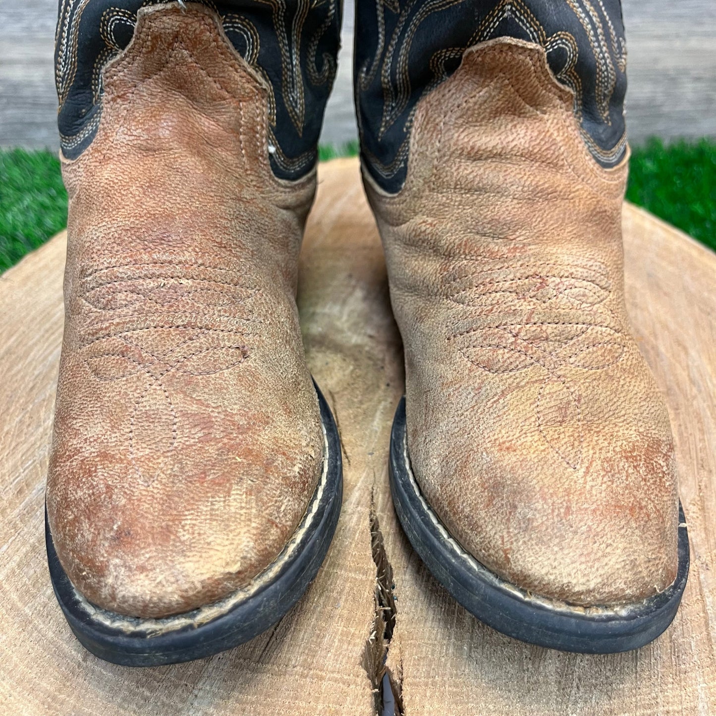 Old West Youth - Size 13 - Brown/Black Cowboy Boots Style CW2553