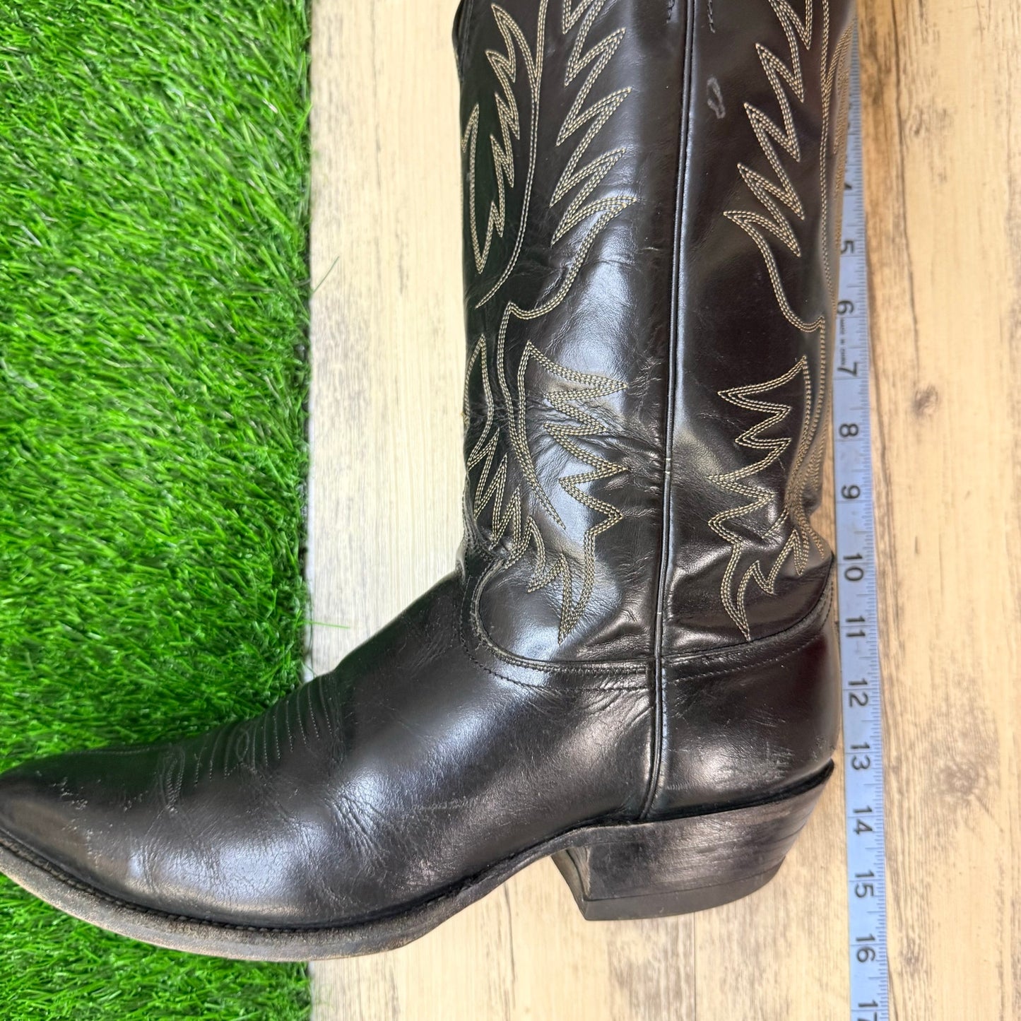 Justin Men - Size 10D - Vintage Black Western Cowboy Boots 2040