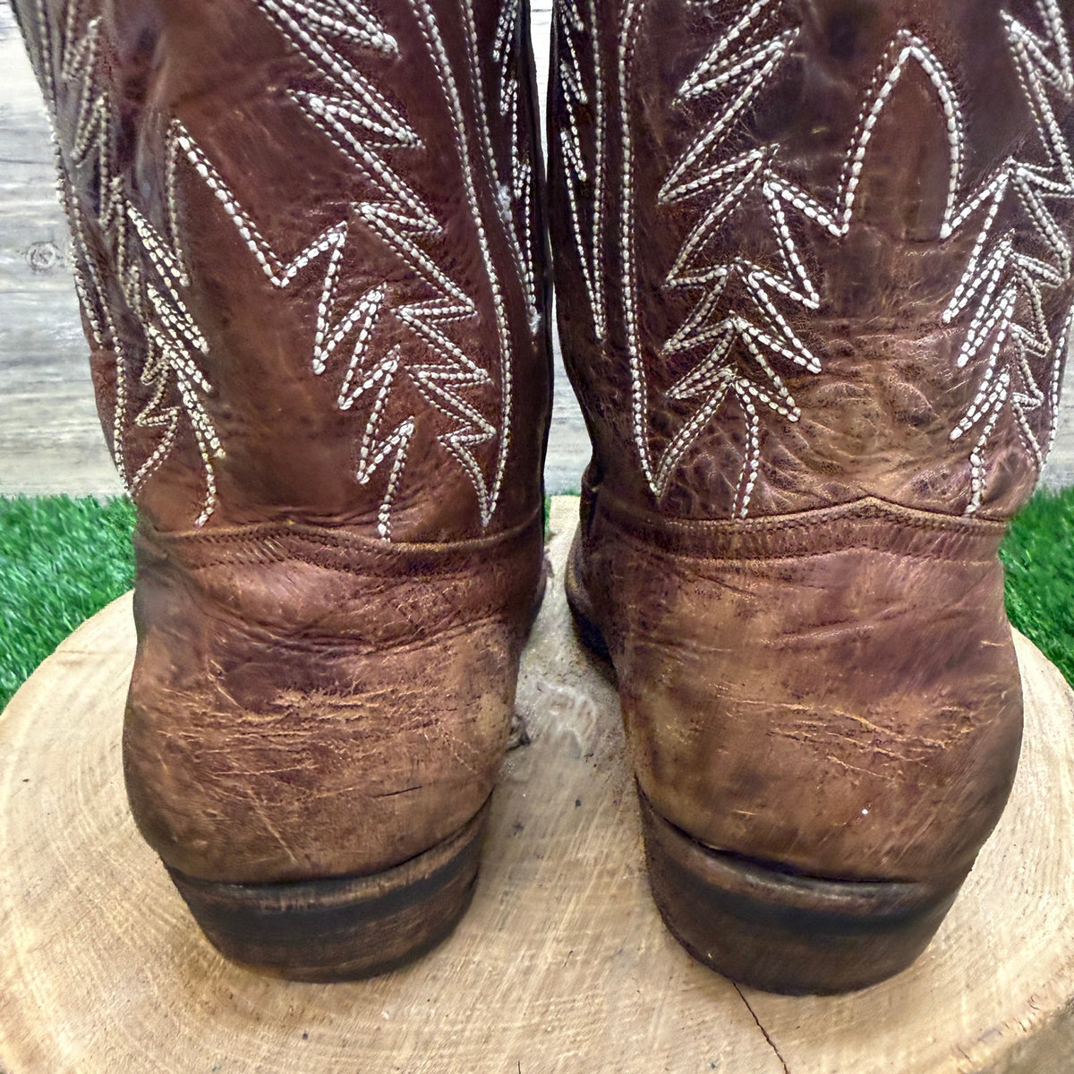 Unknown Men - Size 10.5 - Brown Leather Handmade Snip Toe Cowboy Boots WC
