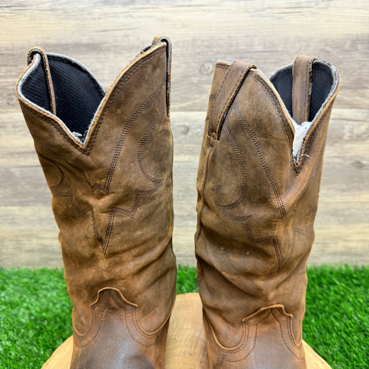 Road Wolf Women - Size 10M - Brown Cowboy Boots with Toe Plate 2232
