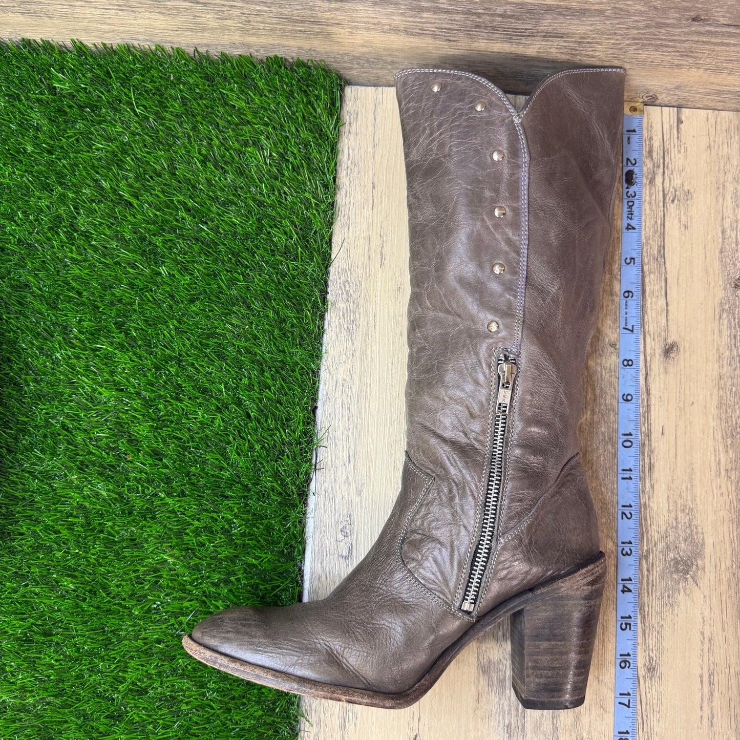 Miz Mooz Women - Size 8.5 - Gray Studded Tall Boots Style 17107