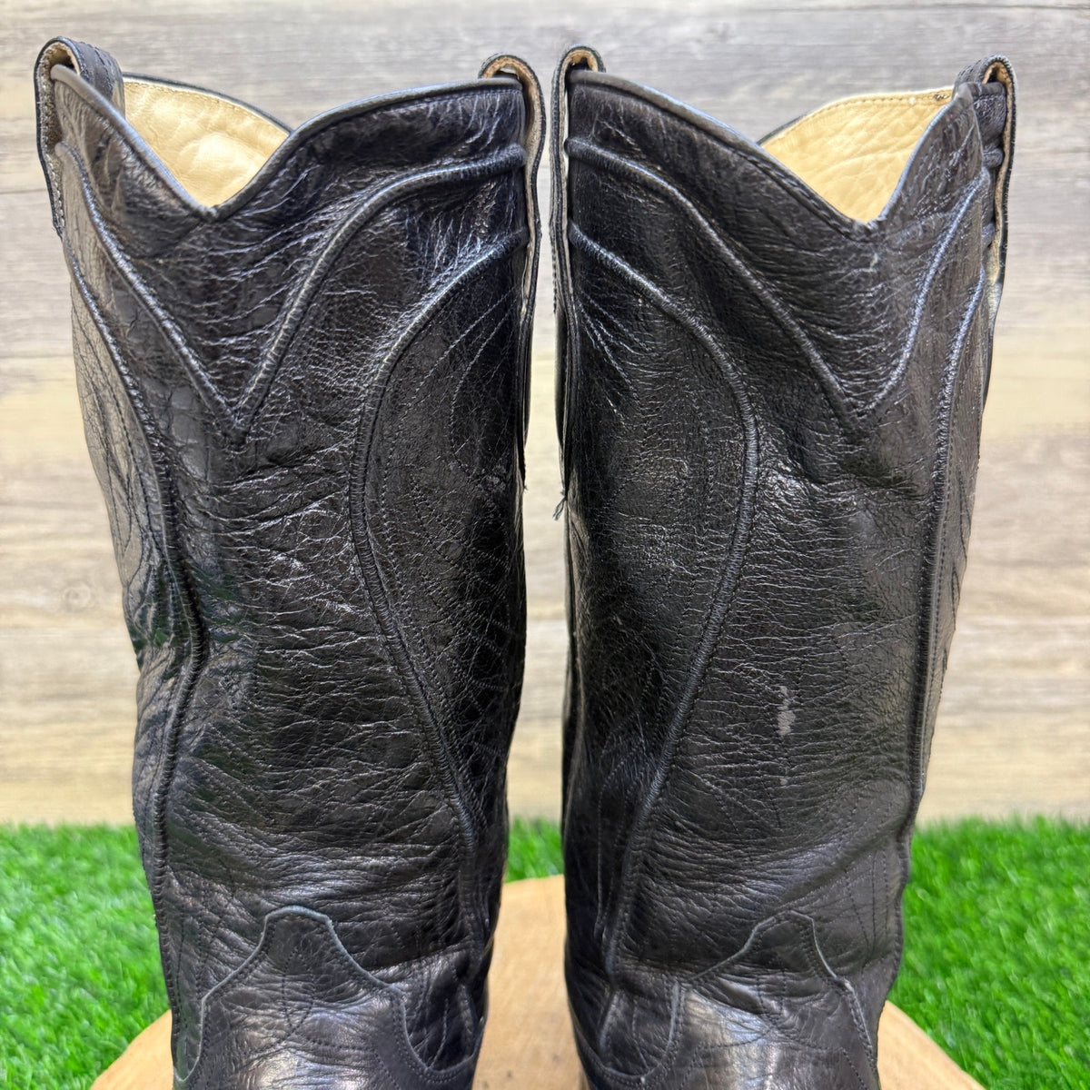 Dan Post Men - Size 8D - Vintage Black Goat Leather Cowboy Boots Style 6690