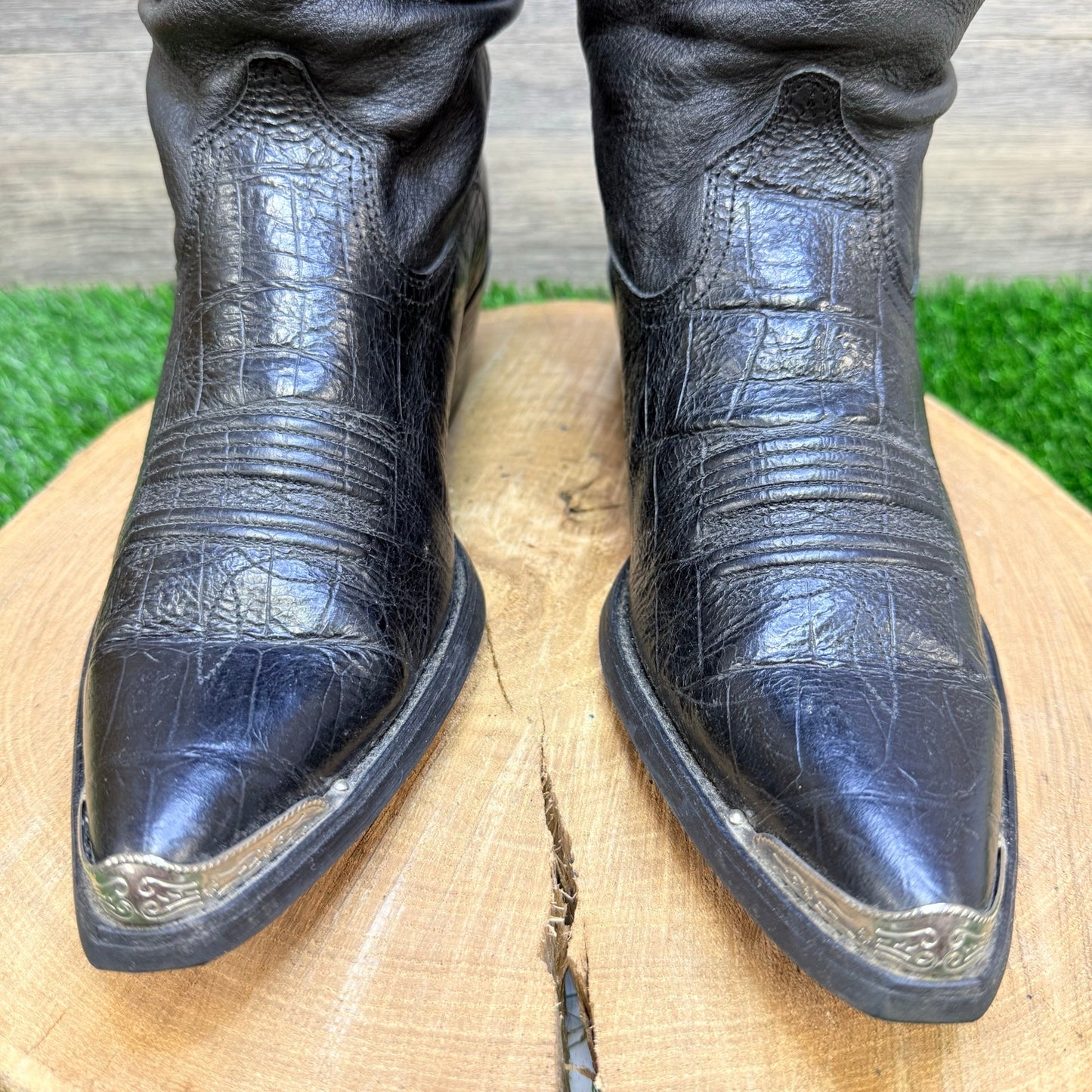 Ariat Women - Size 8.5B - Black Slouch Toe Plate Cowboy Boots 13805