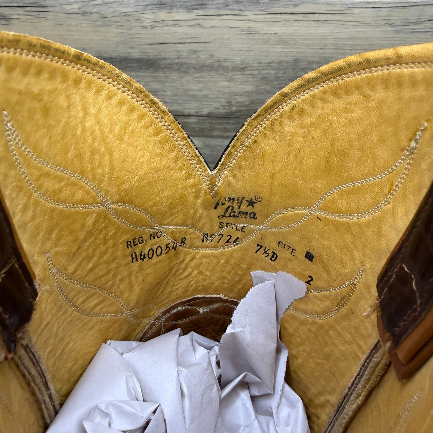 Tony Lama Men - Size 7.5D - Vintage Two Tone Marbled Brown Cowboy Boots H9726