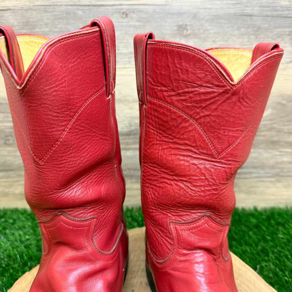 Justin Men - Size 9D - Vintage Red Roper Western Cowboy Boots 3035