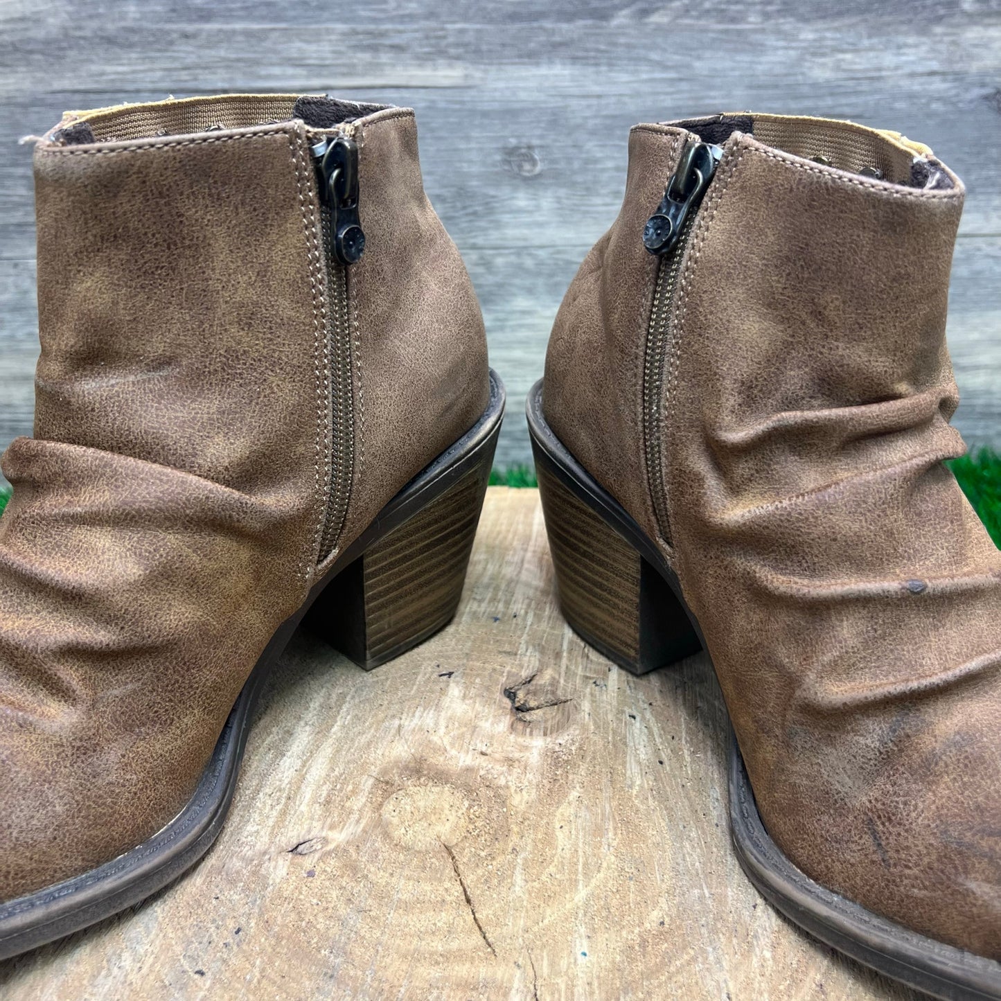 Blowfish Women - Size 8 - Brown Malibu Vegan Zipper Ankle Boots