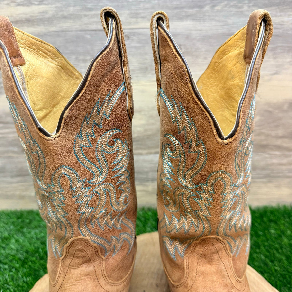 Nocona Women - Size 8B - Tan Bluebonnet Square Toe Cowboy Boots L5009