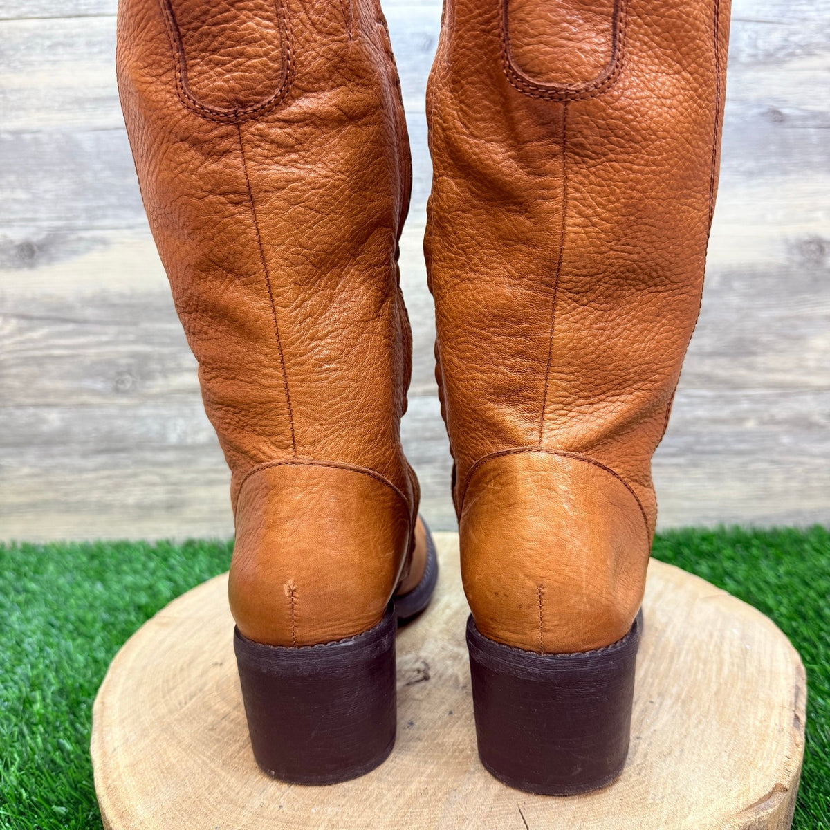 Unknown Women - Size 8.5M - Cognac Leather Zipper Boots 1221