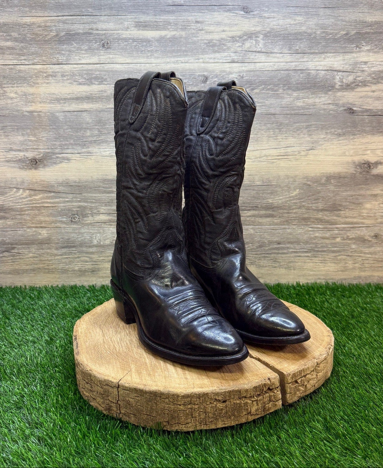 Texas Men - Size 8D - Vintage Black Western Cowboy Boots Style W5010