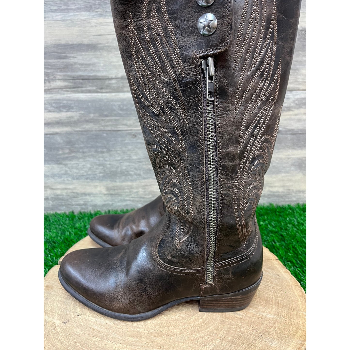 Ariat Women - Size 6B - Brown Zipper Tall Shaft Cowboy Boots Style 10012885