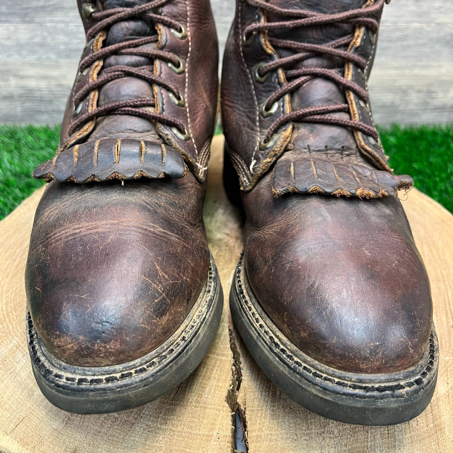 Justin Men - Size 7.5D - Brown Lace Up Work Boots Style 0761