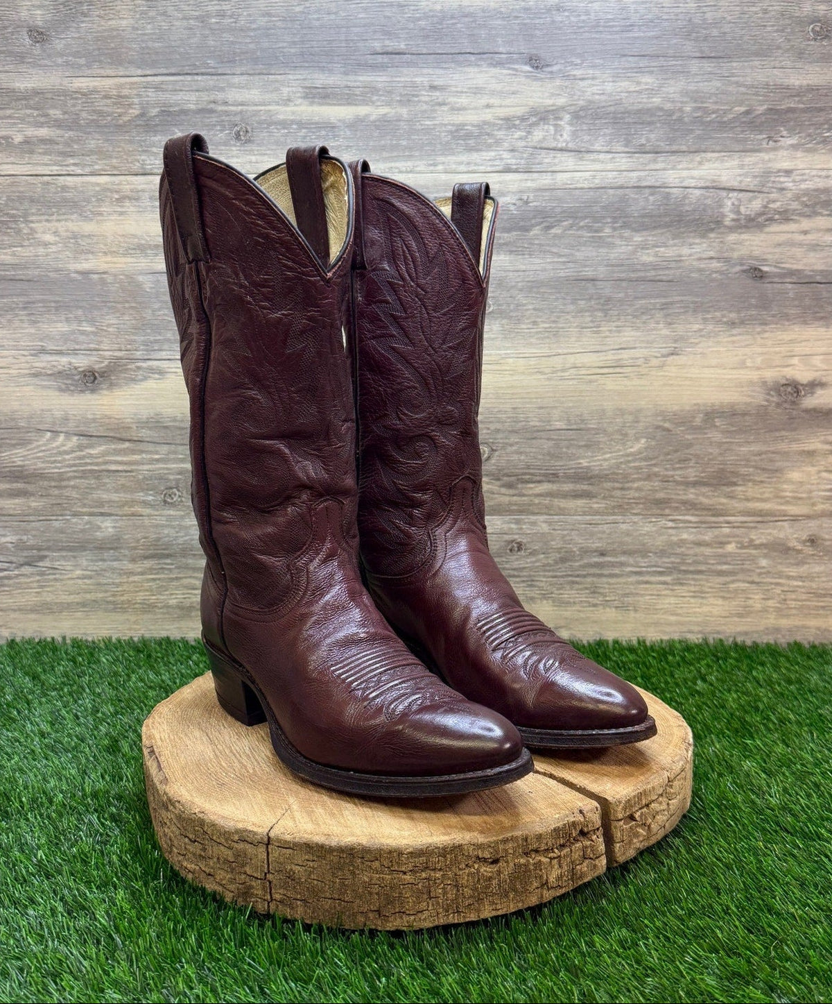 Dan Post Men - Size 8.5D - Vintage Burgundy Nappa Western Cowboy Boots 16773