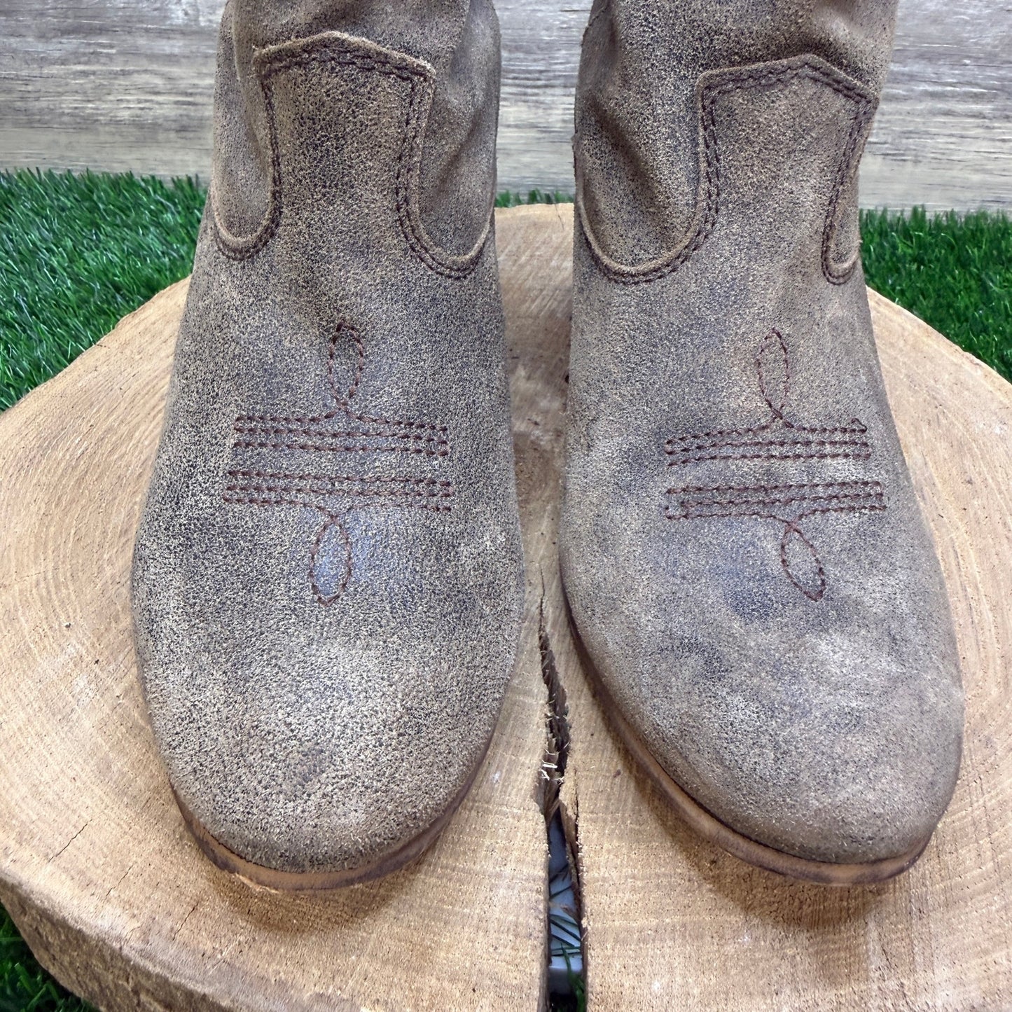 Felmini Women - Size 9 - Distressed Tan Ankle Boots