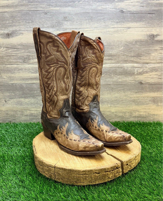 Dan Post Men - Size 7.5D - Black/Brown Lucky Break Cowboy Boots DP2249