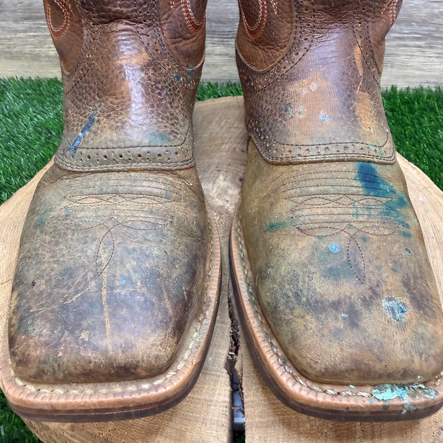 Ariat Men - Size 13D - Brown/Red Square Toe Western Cowboy Boots Style 10012788