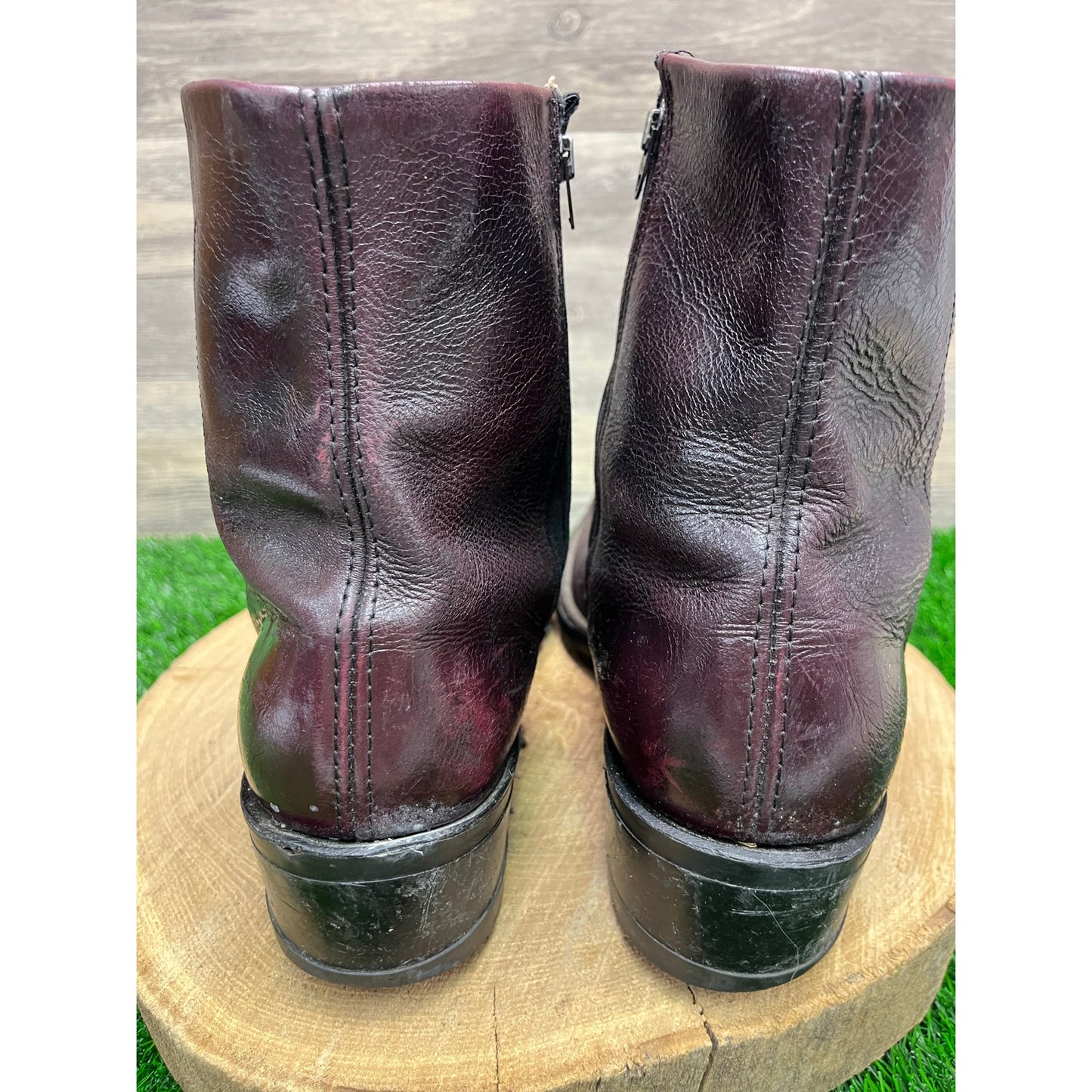 Unknown Men - Size 11.5 - Burgundy Ankle Zipper Steel Toe Boots