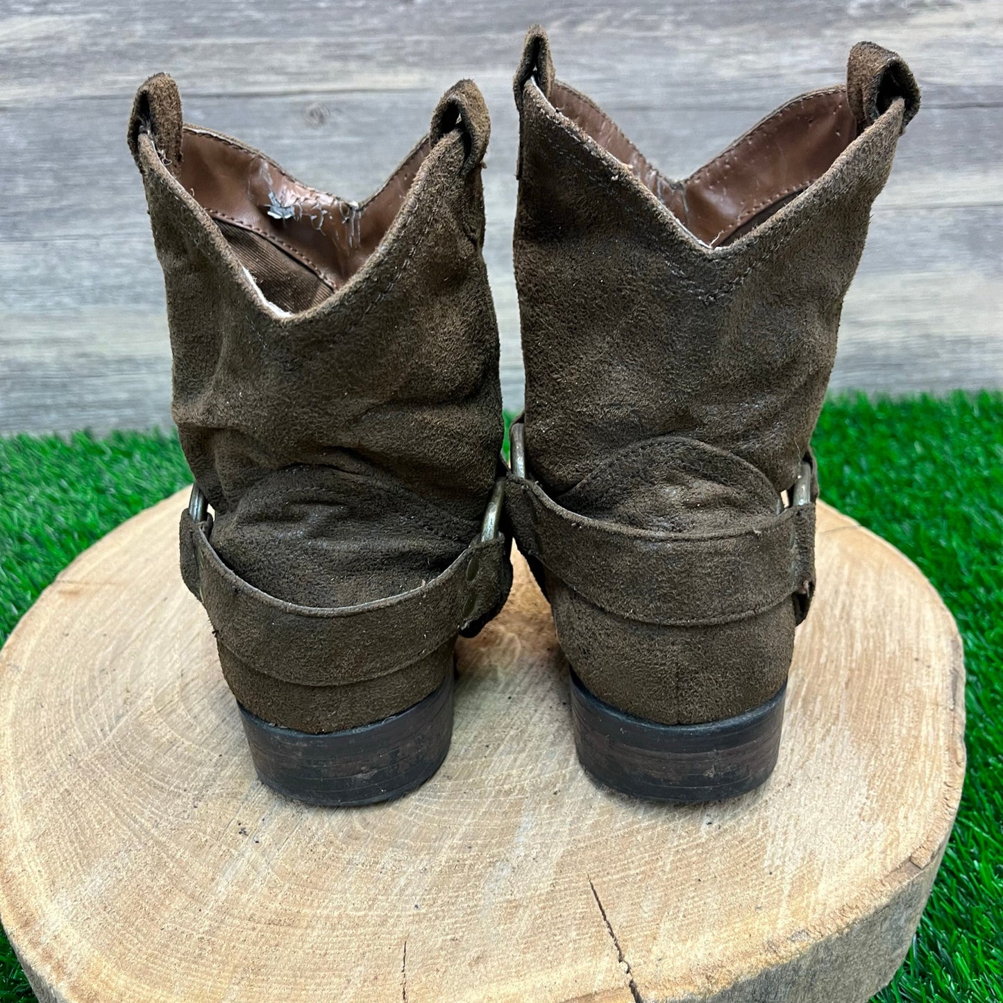 Mossimo Supply Women - Size 5.5 - Brown Faux Suede Harness Boots