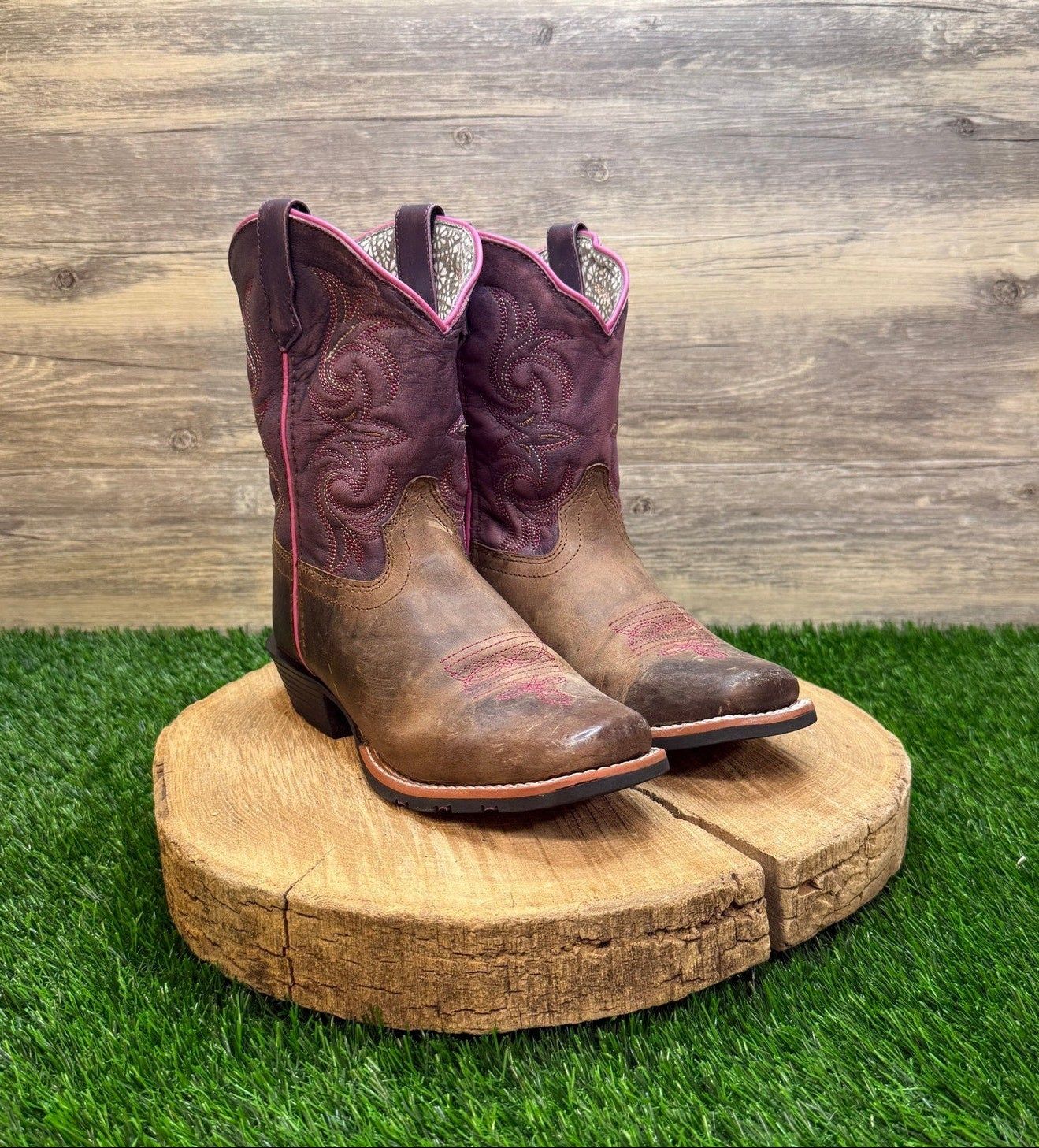 Dan Post Youth - Size 3D - Brown/Purple Square Toe Cowboy Boots DPC2947