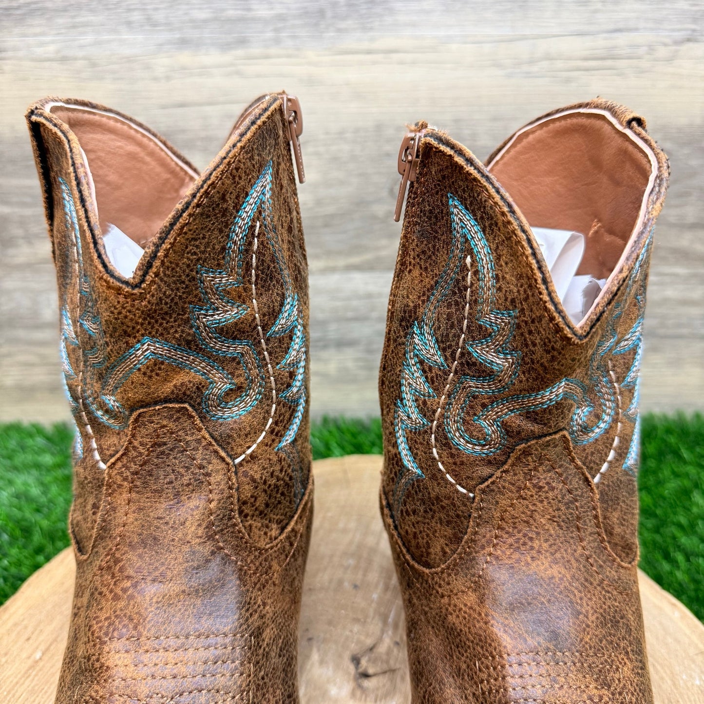 Roper Women - Size 7.5 - Distressed Brown Ankle Faux Zipper Boots