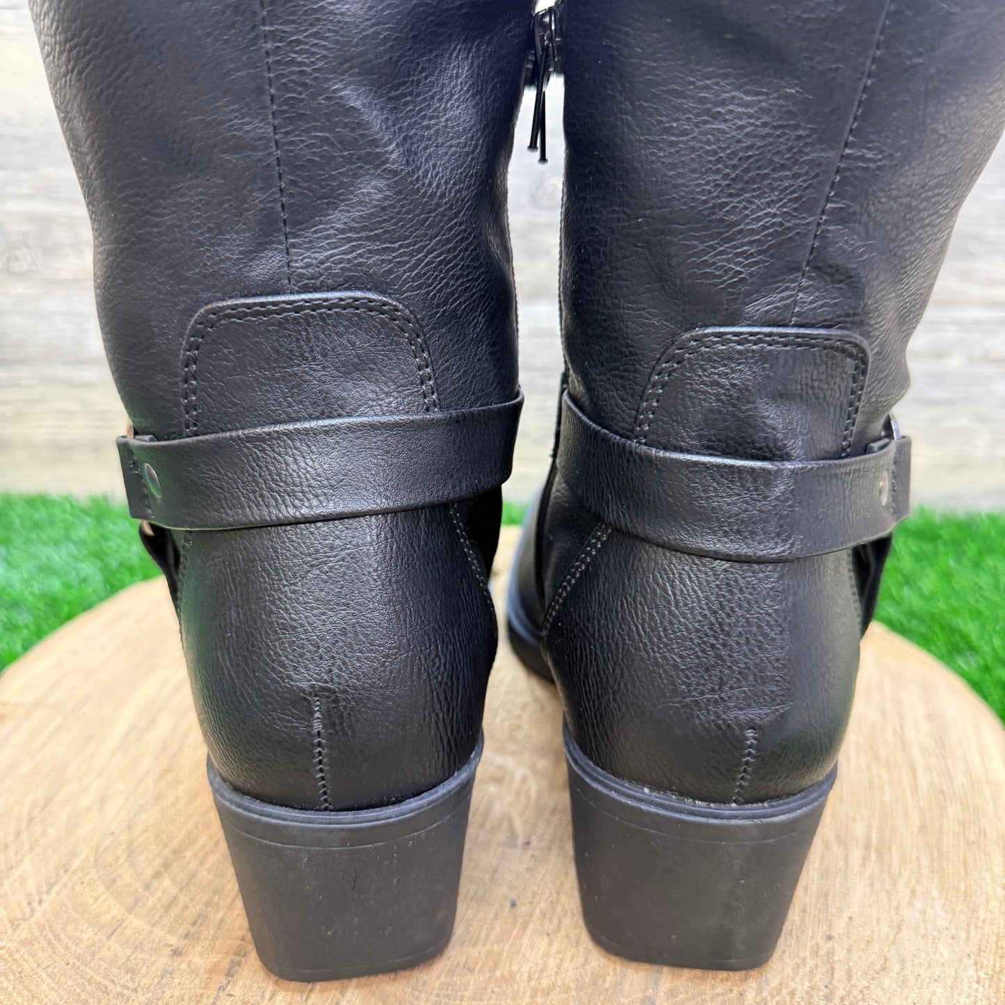 True Craft Women - Size 7M - Black Tall Faux Suede Boots Style Biddi