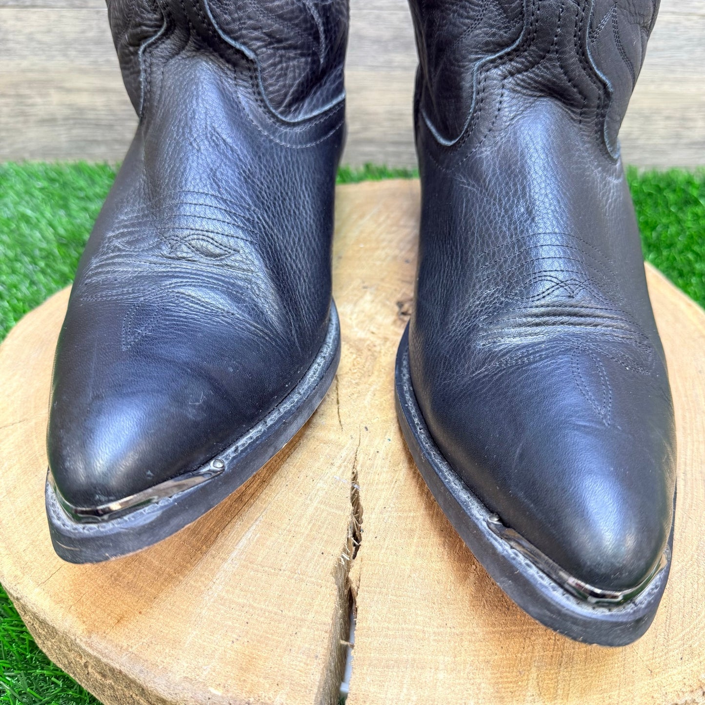 Masterson Men - Size 13D - Black Cowboy Boots with Metal Tips RB885