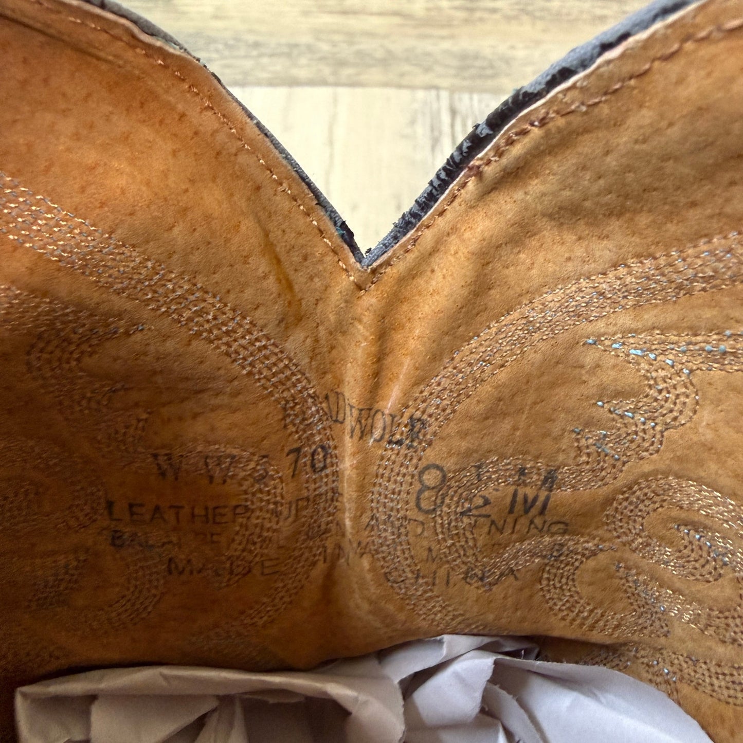 Road Wolf Women - Size 8.5M - Brown/Blue  Western Cowboy Boots Style WW570