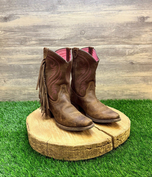 Ariat Youth - Size 1 - Tan Fringe Cowboy Boots 10011908